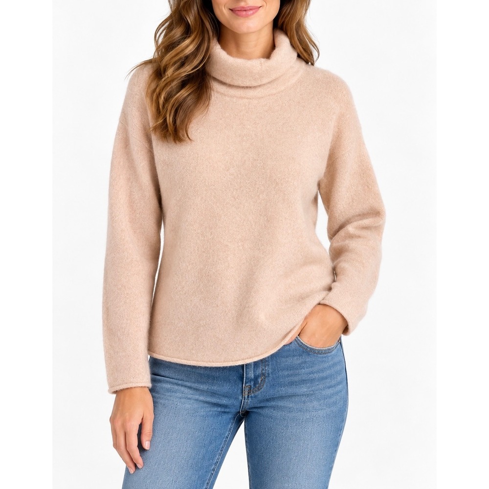 Free People Sweater Cashmere Turtleneck Peach Tan XS
